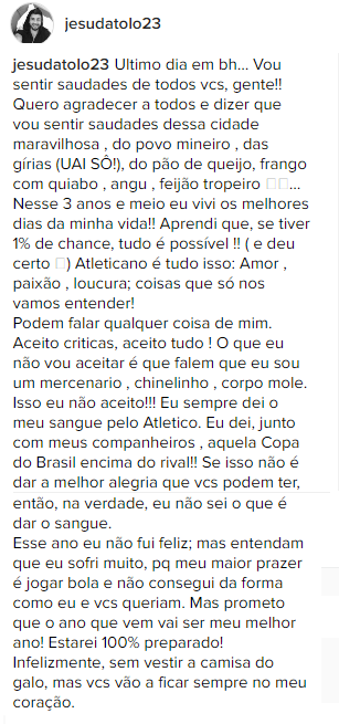 01 - Dátolo se despede da torcida Atleticana